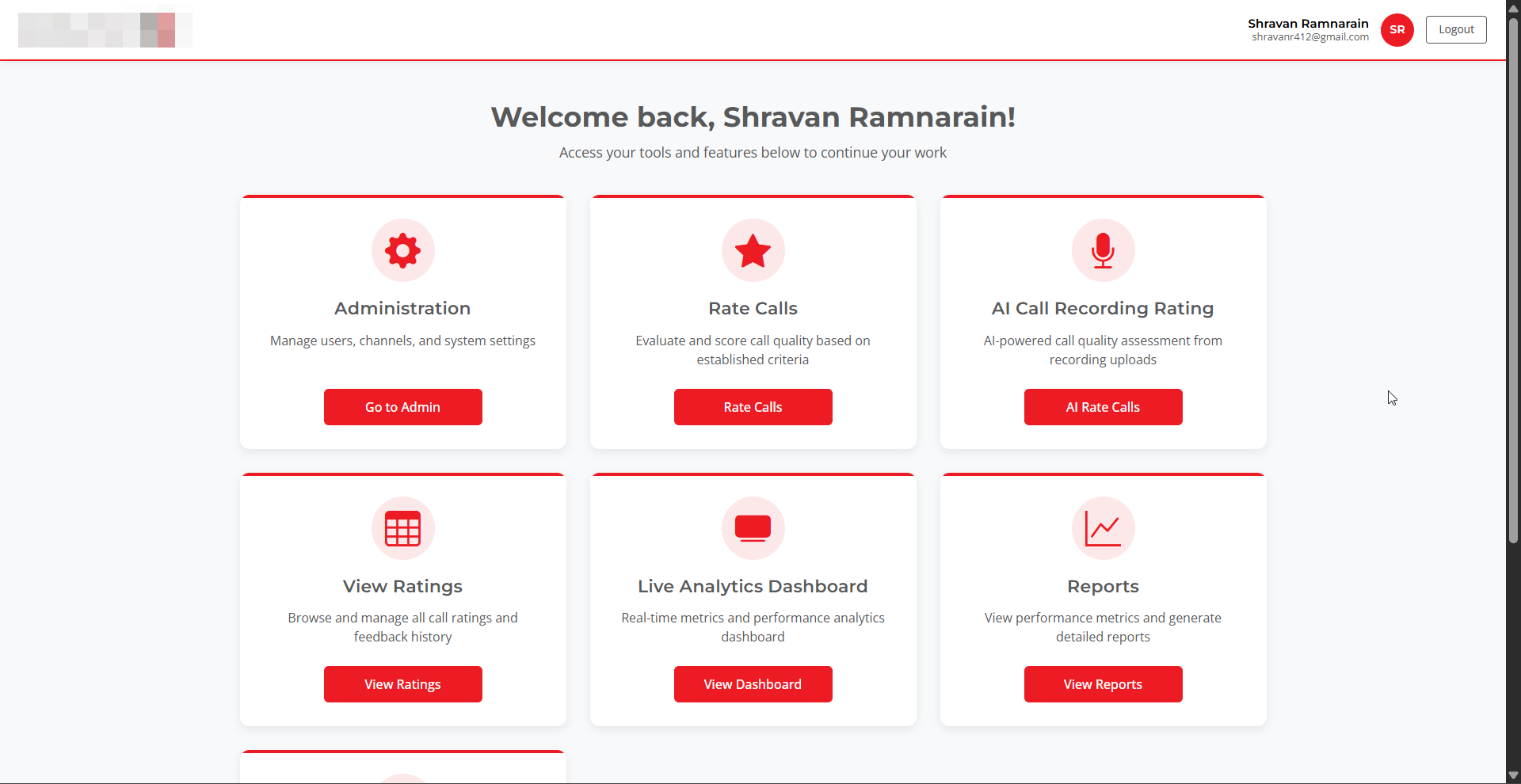 Welcome Dashboard
